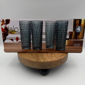Halo Hobnail Beaded Dark Blue Shot Glasses Set Of 4 2.4 oz Retro Style 4.25" NIP